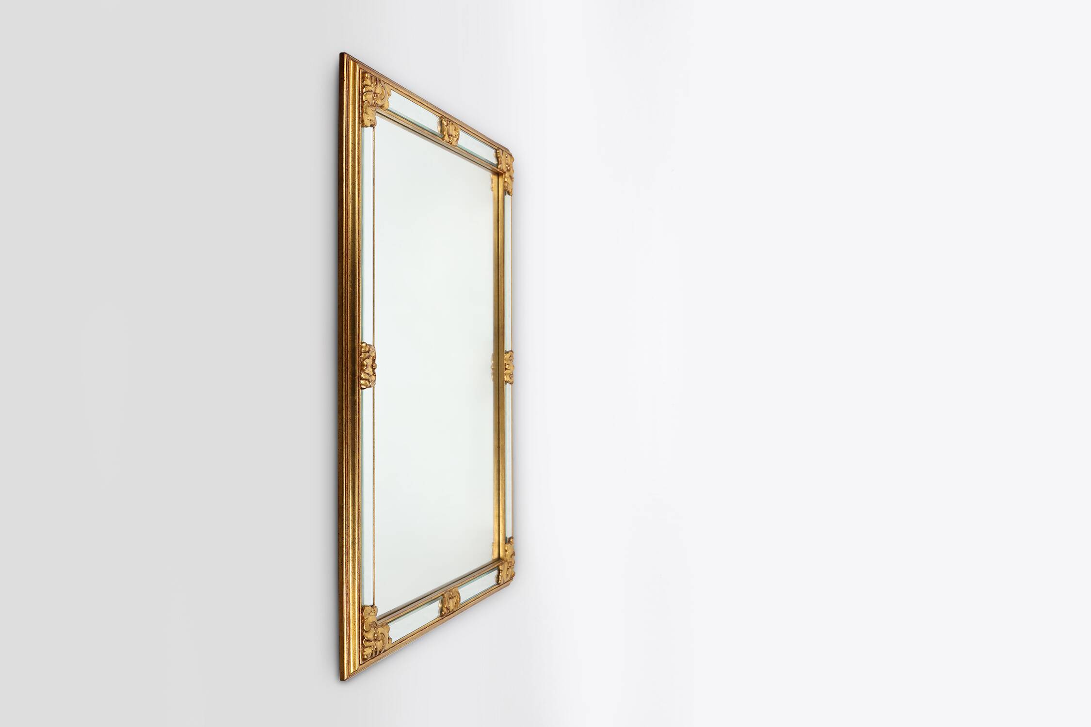 Large 20th century decorative Vintage gilded mirror, Belgium