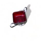 1964 Sucrier de table 17cm anglais style panier Verre Ruby Vintage ancien
