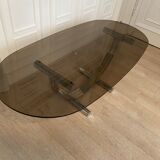 Table basse chrome et laiton Italie 1970