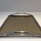 Chrome tray style faux-bamboo with smoked glass top