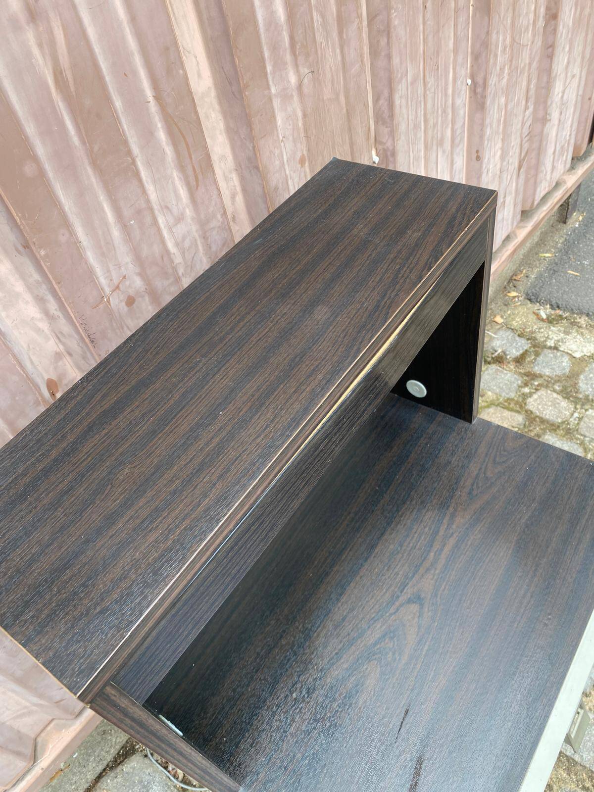 Vintage 70s bedside table with integrated lighting & chrome legs Space Age 1