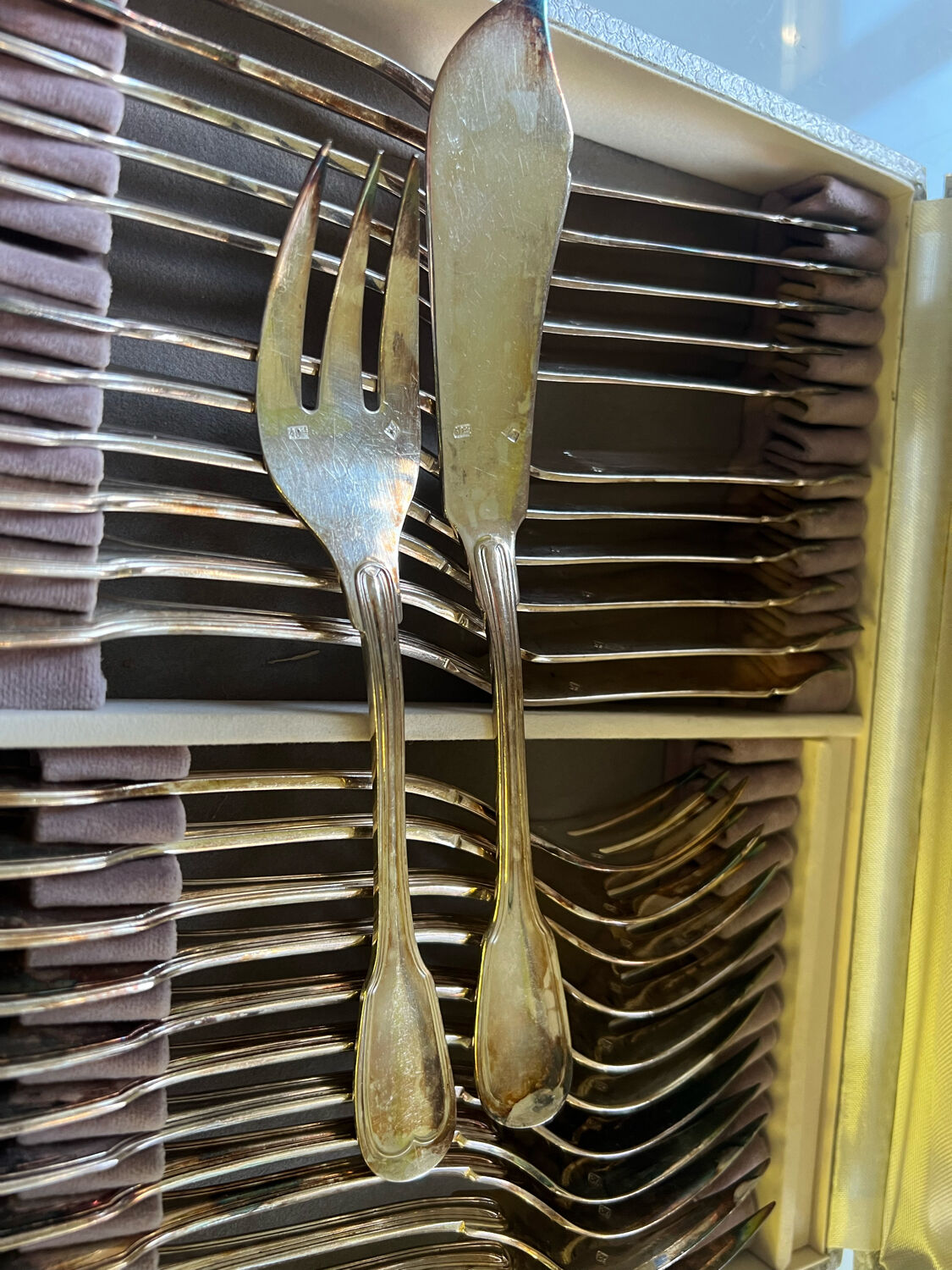 Housewife Ercuis fish cutlery silverware 24 pieces