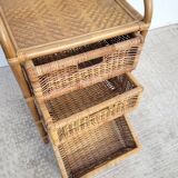 Rattan storage chest of drawers with 3 drawers