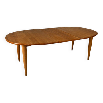 Grande table à manger extensible en orme danoise, années 1990