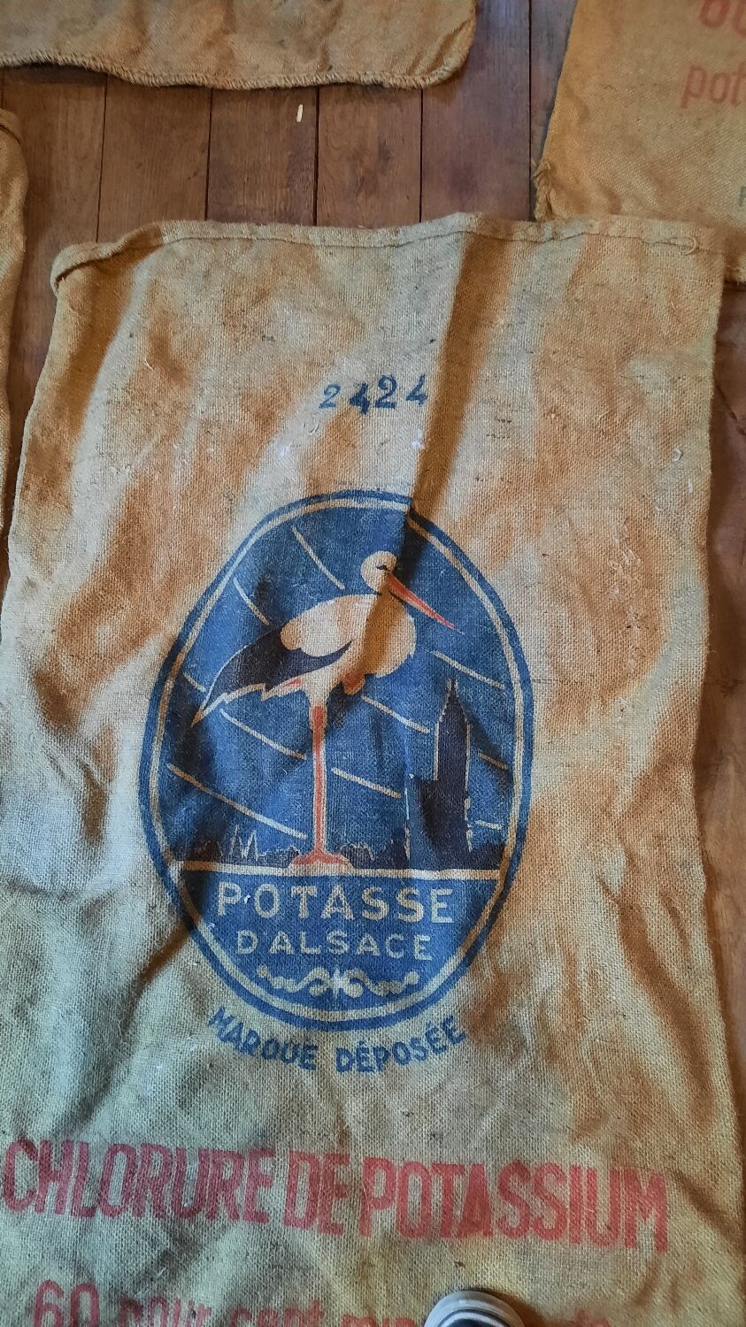 Set of 5 bags in burlap potash from Alsace