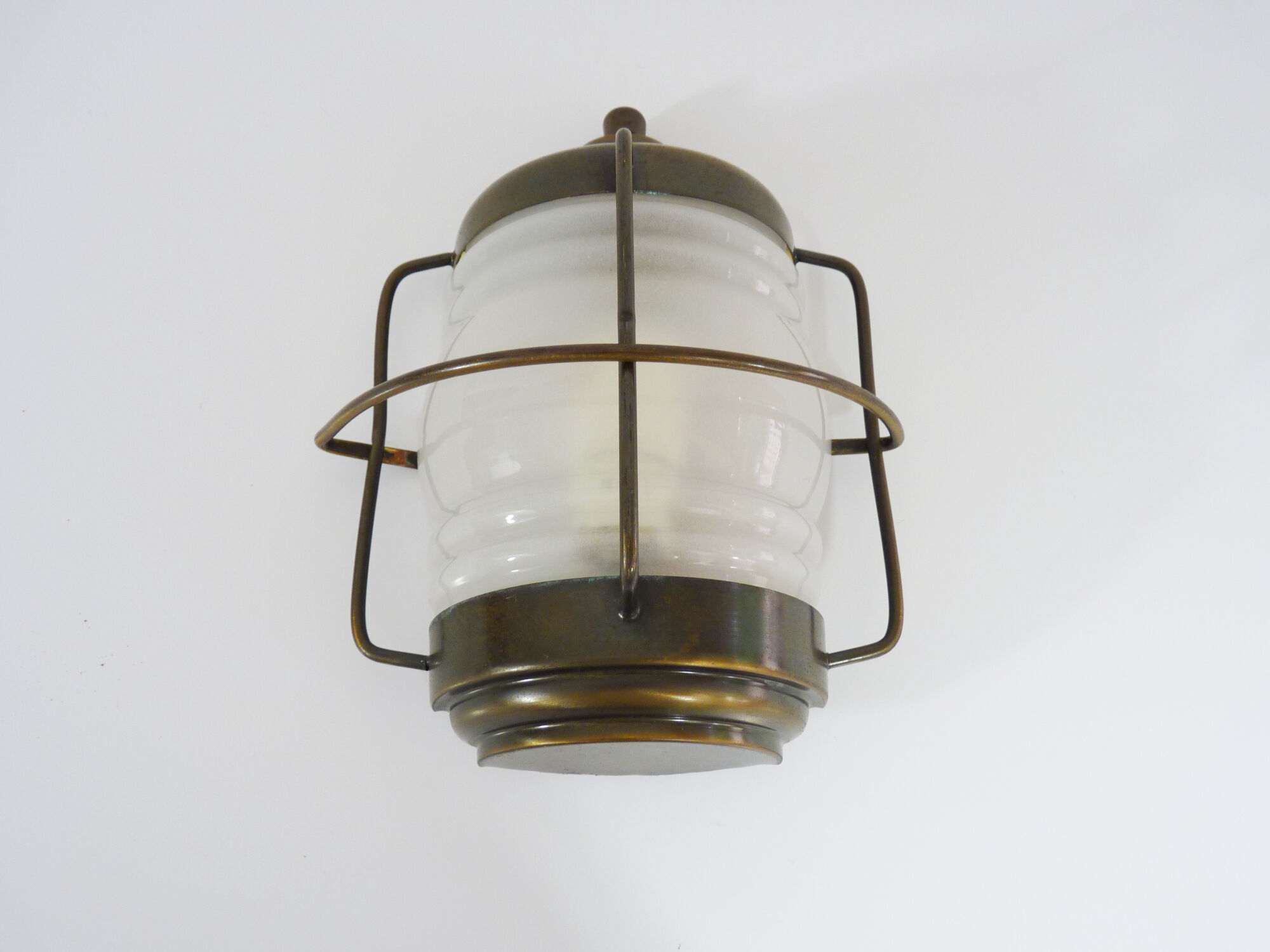 Old wall lamp type porthole in brass and glass. Navy style applique. Year 50