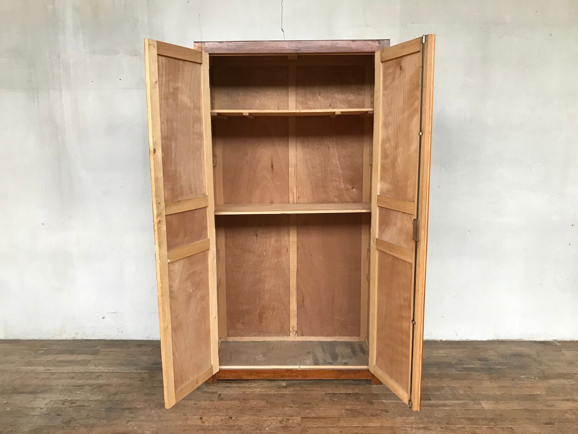 Old cabinet or wardrobe in fir from the 1950s 1960s vintage design