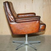 Chaise de bureau pivotante Mid Century Modern De Sede DS35 cuir
