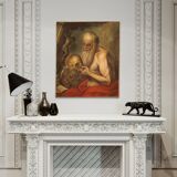Tableau religieux ancien du XVIIe siècle, Saint Jérôme