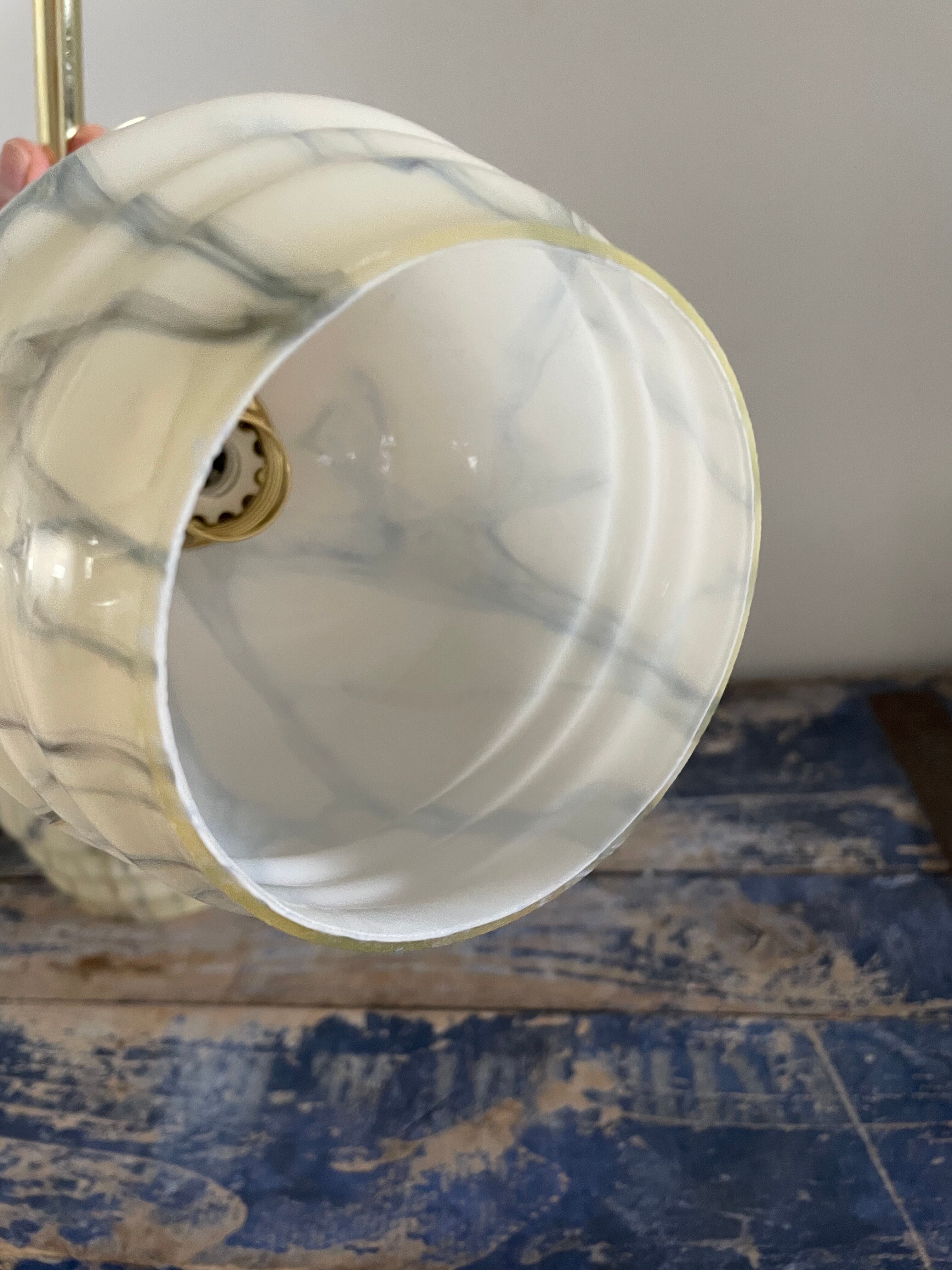 Pair of art deco wall lamps in marbled opaline