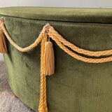 Green velvet chest pouf from the 70s