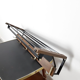 Vintage wooden wall coat rack with hooks and brass shelf