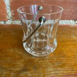 Vintage crystal ice bucket with mold and chrome metal handle