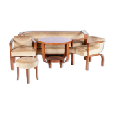 Art Deco Rosewood Seating Set with Coffee Table, France, 1920s, Set of 5