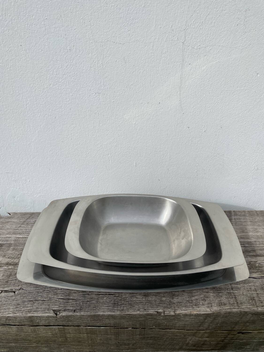 Trio of Danish Scandinavian stainless steel dishes
