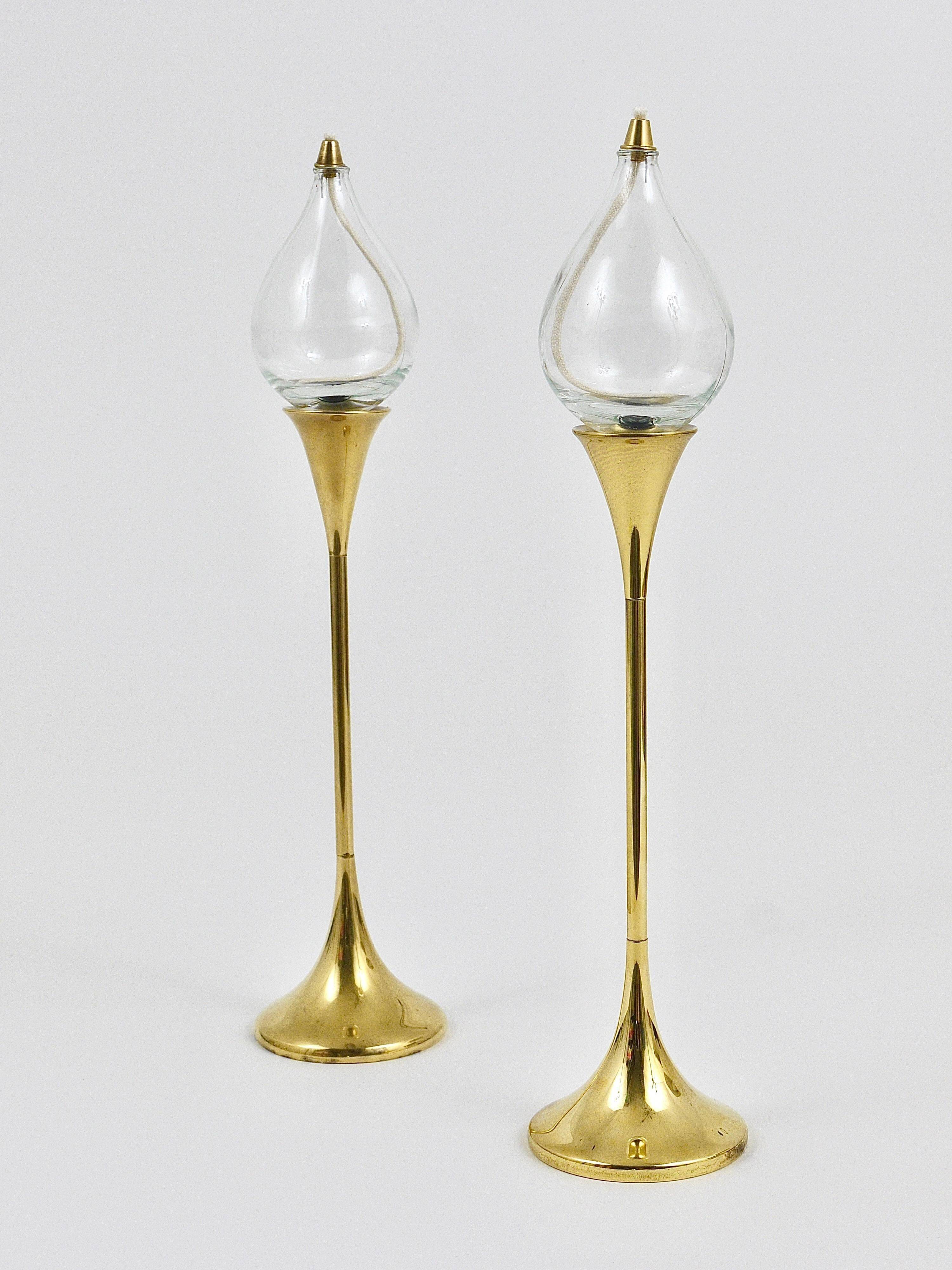 Deux grands porte-bougies à lampe à huile Freddie Andersen Midcentury, Danemark, années 1970
