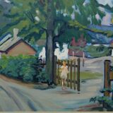 Swedish modern painting, 1946, oil on panel, framed, Hjamar Larsson