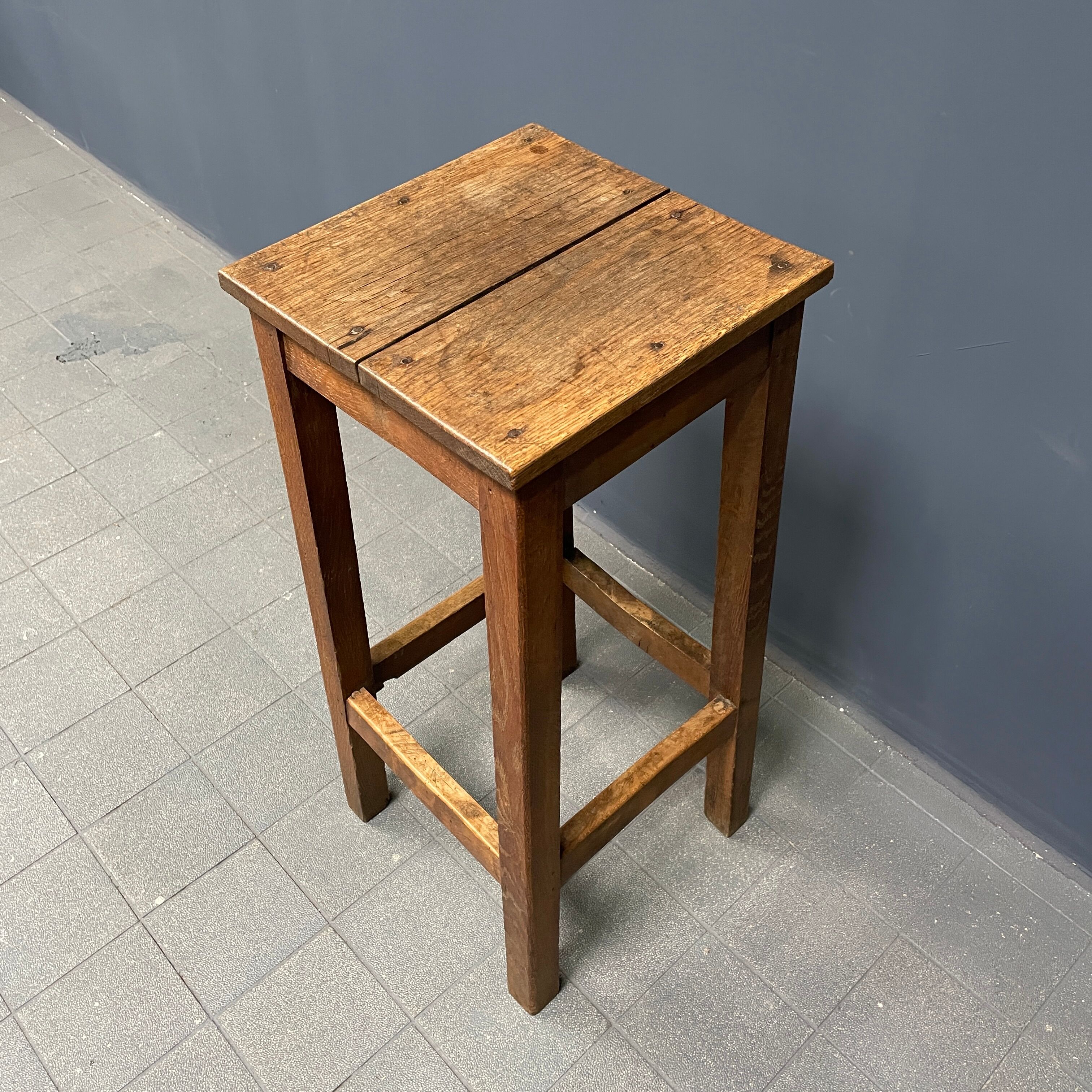 High oak stool from France