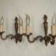 Pair of double Empire wall sconces in bronze from the French period with flame 5160.