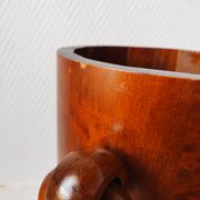 Brutalist sculptural wooden umbrella stand from the 1970s.
