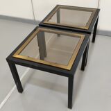 Pair black and gold side tables
