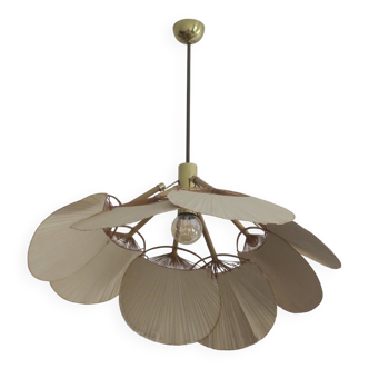 Lustre à huit éventails en bambou uchiwa attribué à Ingo Maurer, années 1970