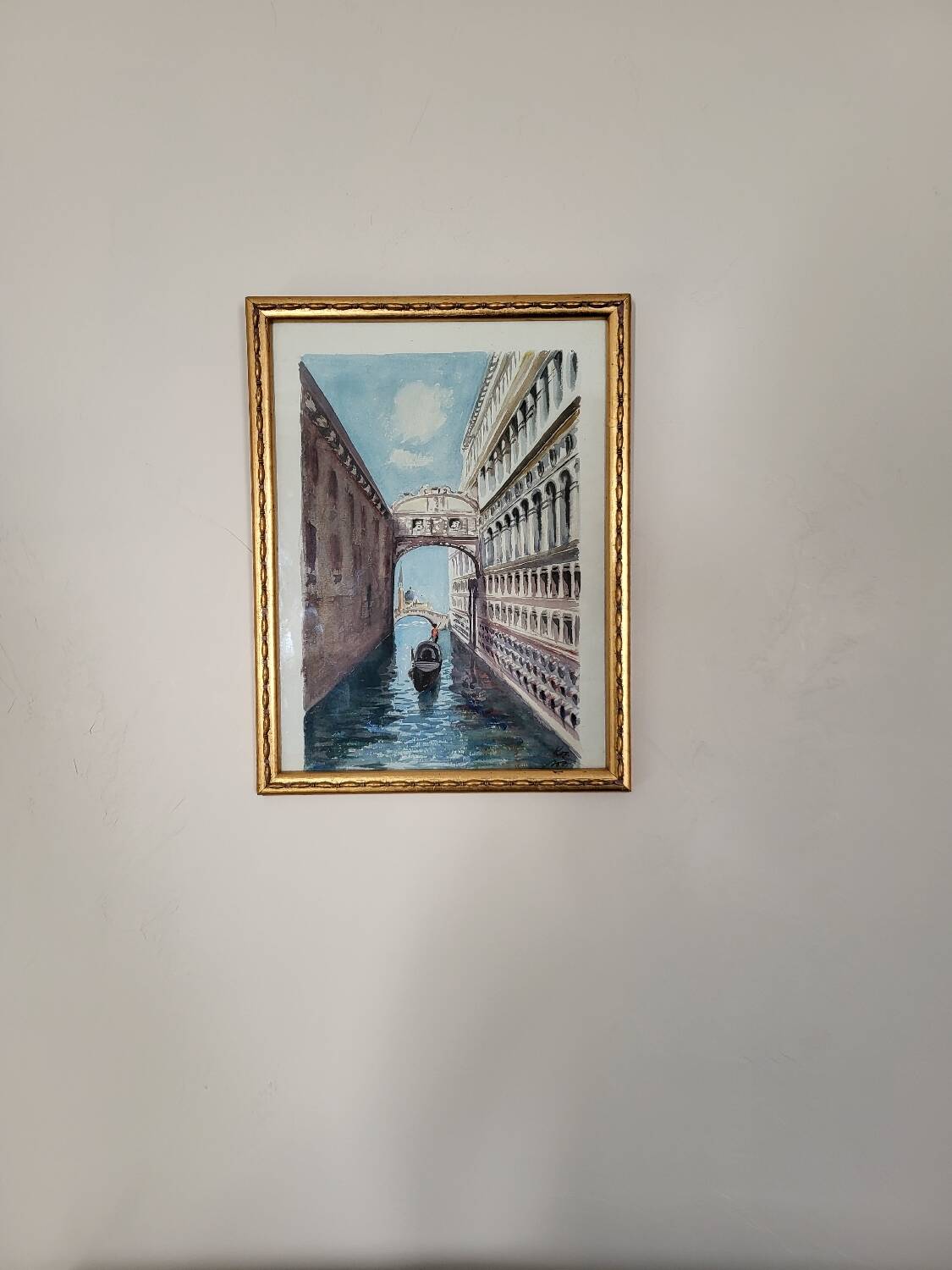 Watercolor of Venice, early 20th century/ Gondola/ Italy