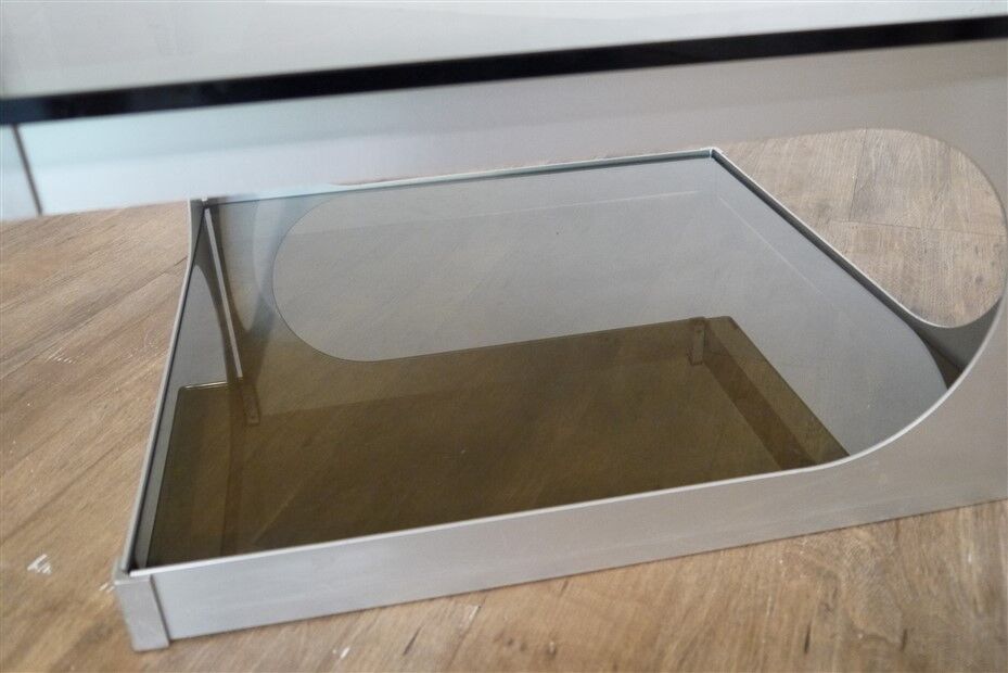 Aluminum and glass coffee table by Pierre Vandel 1970