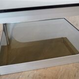 Aluminum and glass coffee table by Pierre Vandel 1970