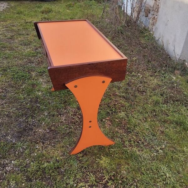 Console bureau bois acajou et formica design 70