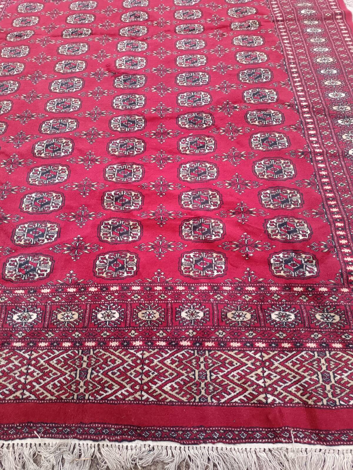 Old Afghan carpet in wool – hand-knotted – tribal patterns – 293 × 186 cm