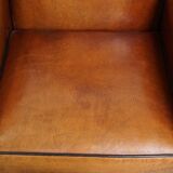 Beautiful, cognac-colored, sheep leather Art Deco design armchair in good condition