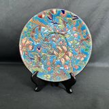 Longwy, small enamel plate with floral decoration, 19th century