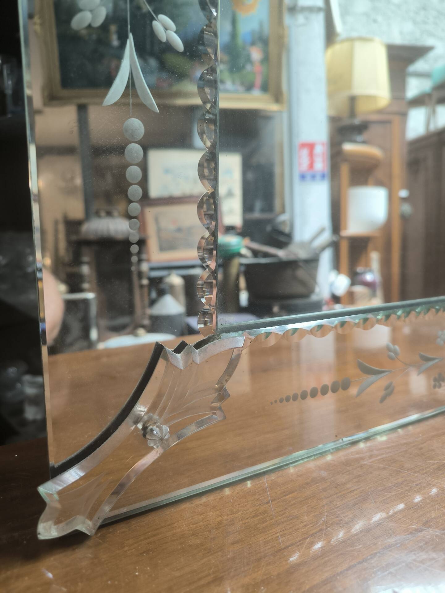 Square Venetian mirror from around 1940.
