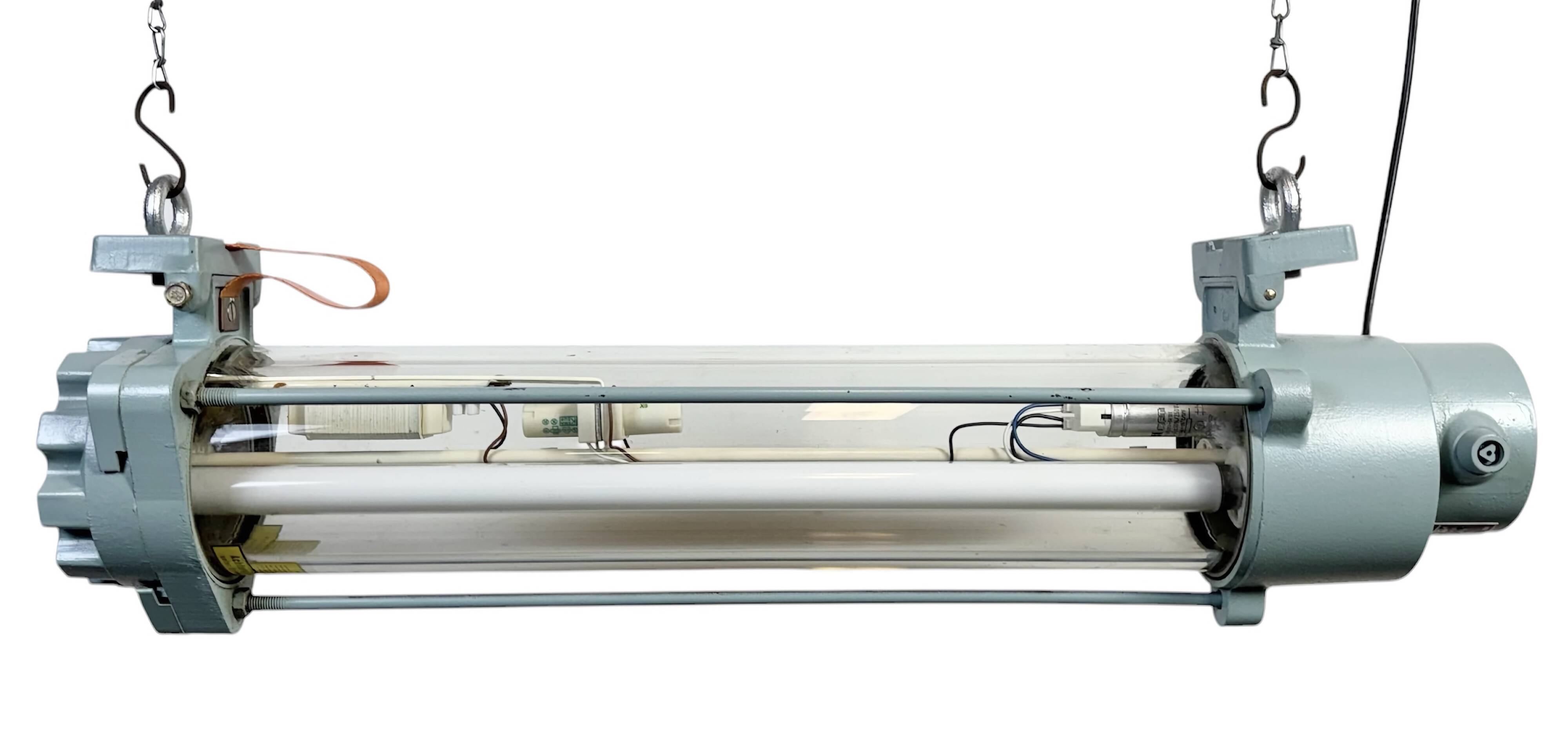 Industrial East German Fluorescent Tube Light From Leuchtenbau Wittenberg, 1980s