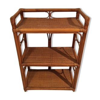 Vintage 1960 rattan shelf on feet