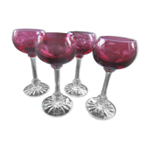 set of 4 cut glasses color crystal Saint Louis