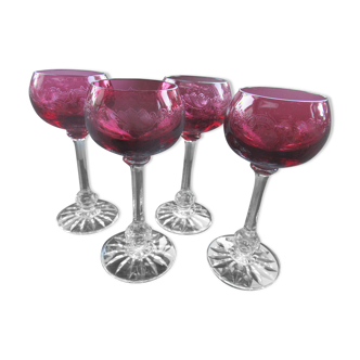 Lot de 4 verres taillés de couleur cristal Saint Louis