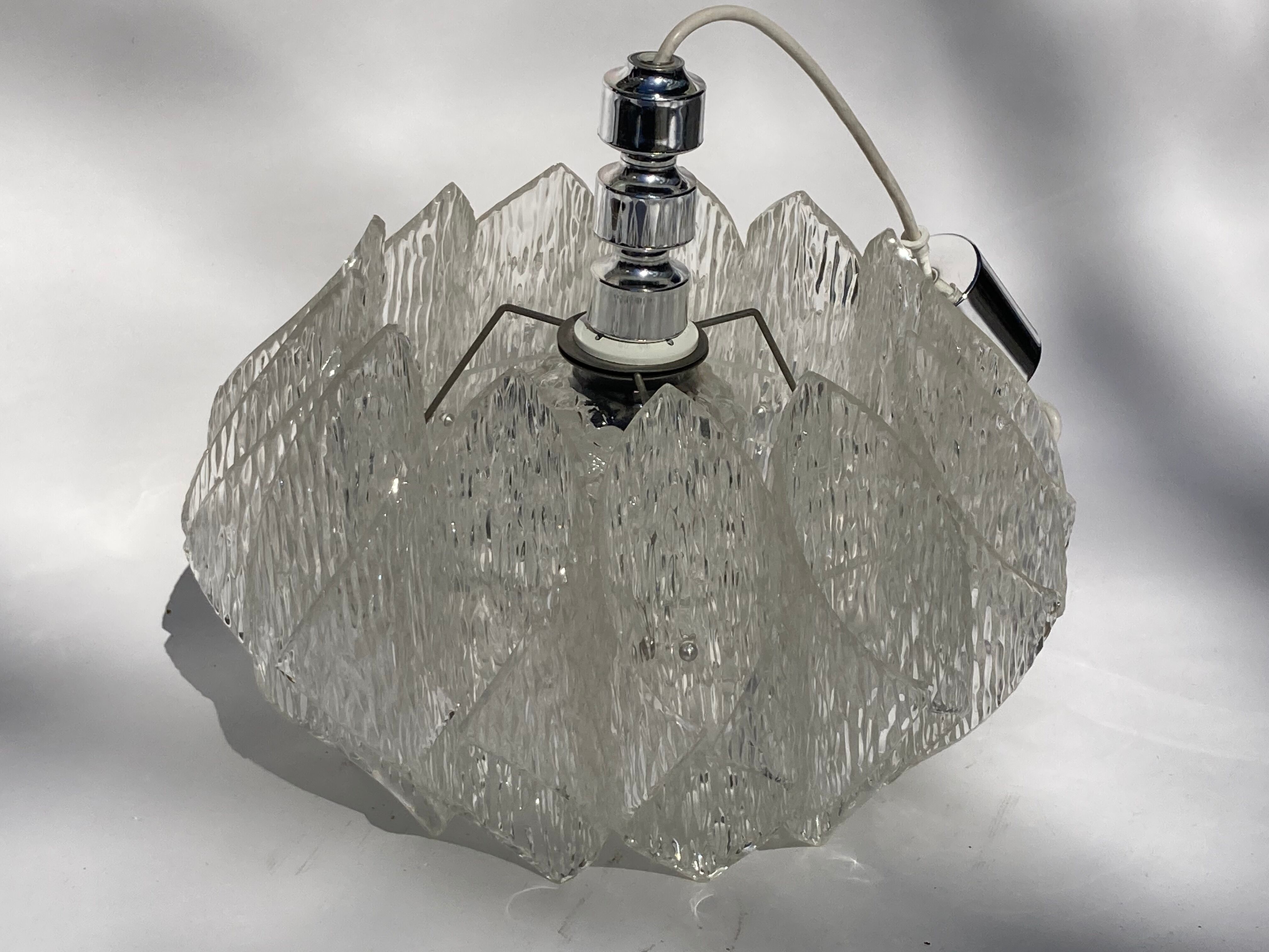 Acrylic ice glass chandelier, Germany 1970s