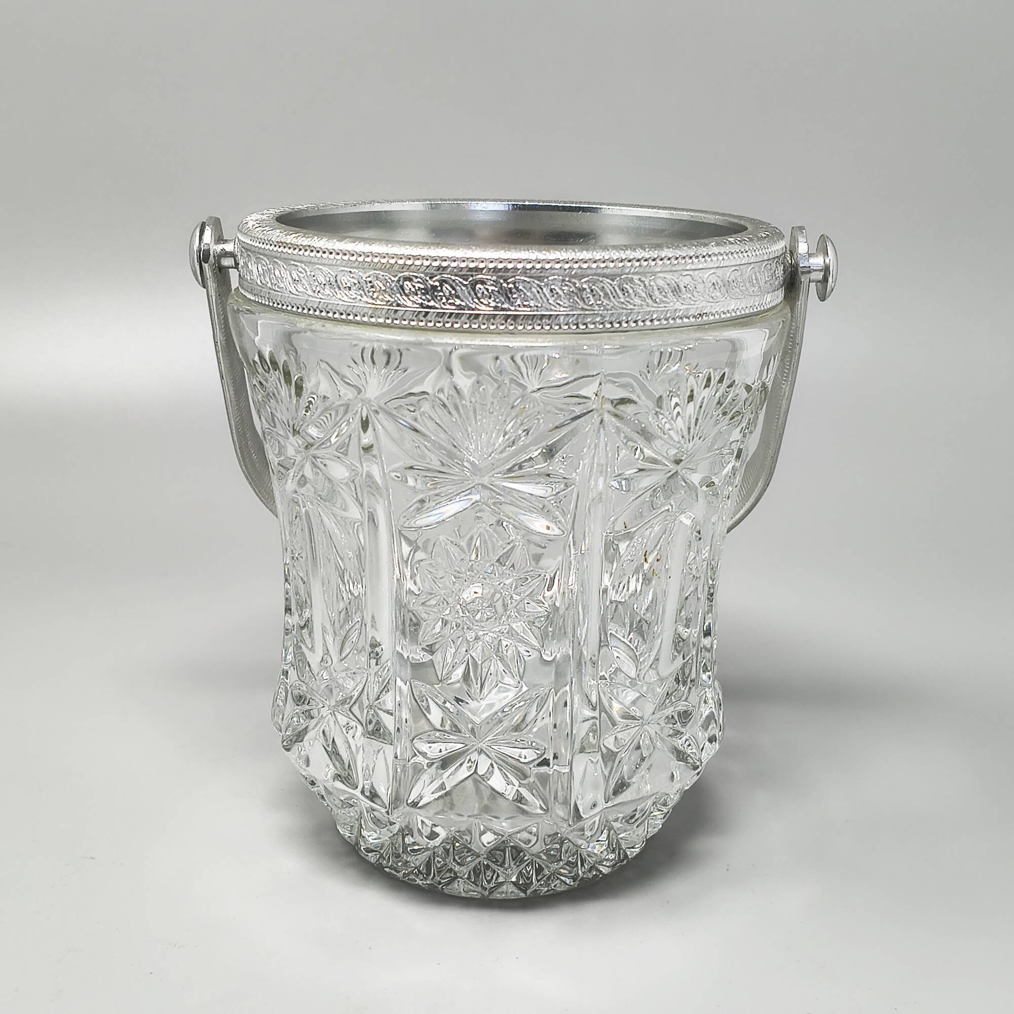 1960s Italian Mid-Century Cut Crystal & Brushed Metal Cocktail Set by Arir