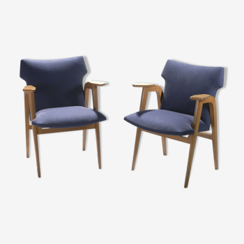 Paire de fauteuils compas Roger Landault années 50
