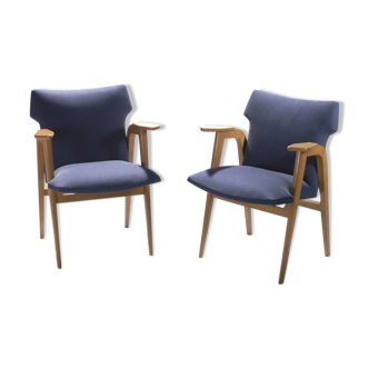 Pair of chairs compass Roger Landault 50s