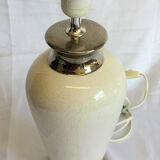 White ceramic lamp cracked effect and silver
