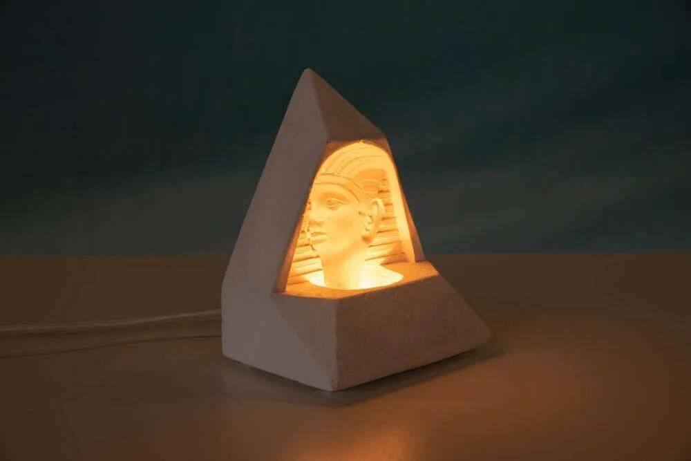 Egyptian stone table lamp, vintage 70s/80s mood lamp.