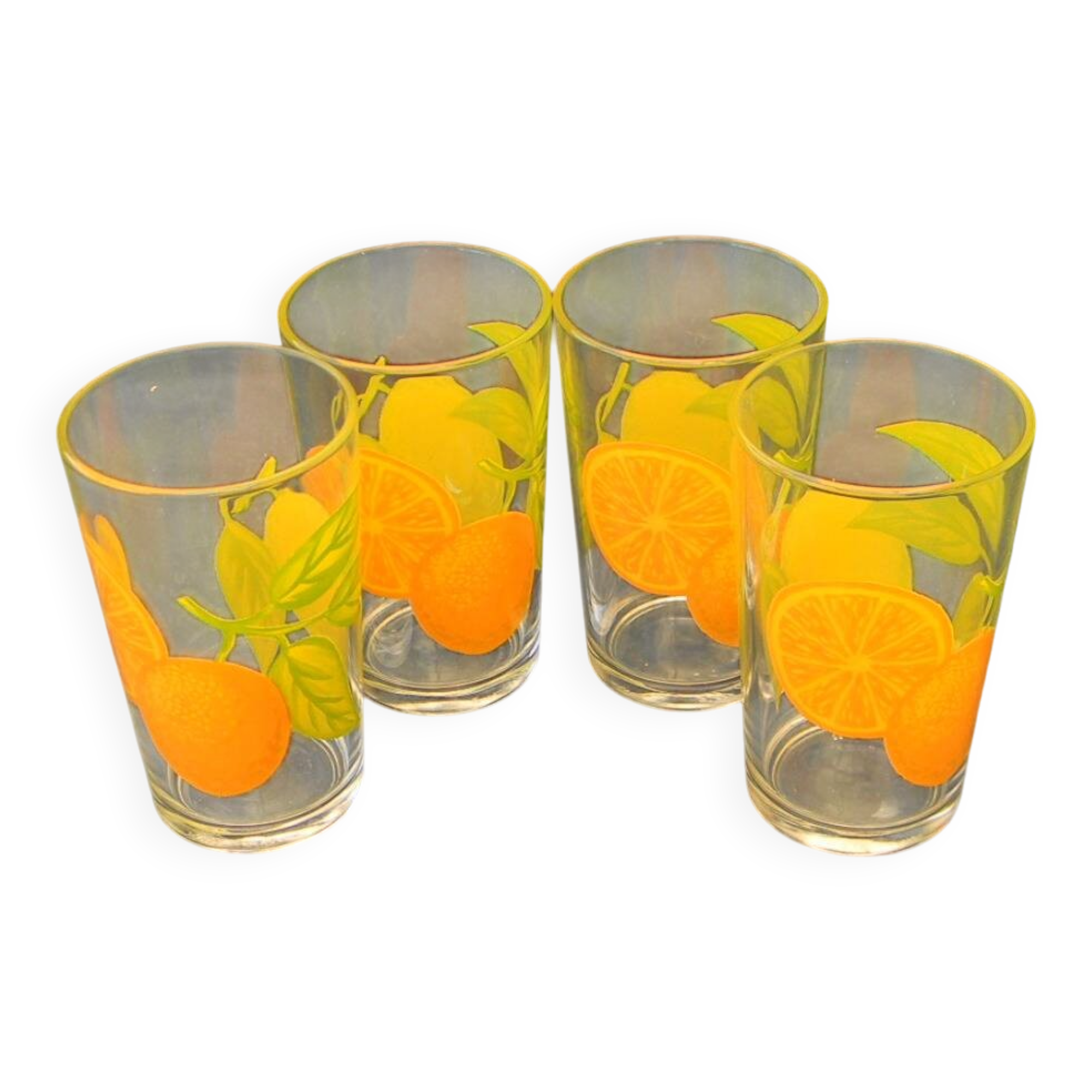 Set of 4 ARCOROC glass orangeade glasses. 1970s.