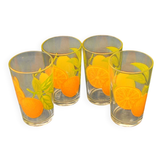 Set of 4 ARCOROC glass orangeade glasses. 1970s.