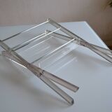 Modernist magazine holder Pop Space age smoked plexiglass vintage 70s