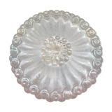 Plafonnier rond en verre moulé avec socle métal vintage