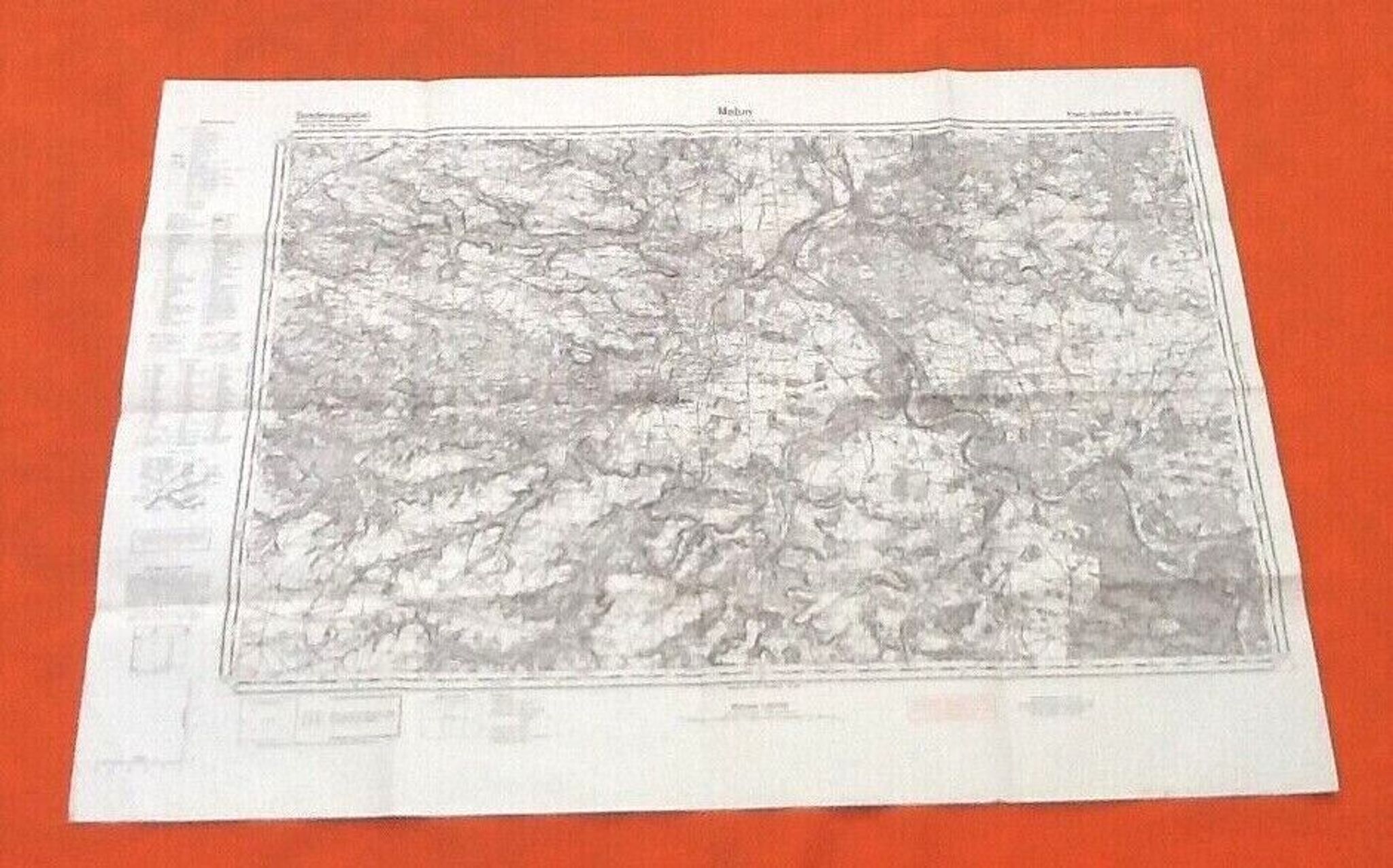 Carte géographique allemande rouge zone nord de guerre  melun seine-et-marne