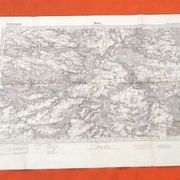 Carte géographique allemande rouge zone nord de guerre  melun seine-et-marne